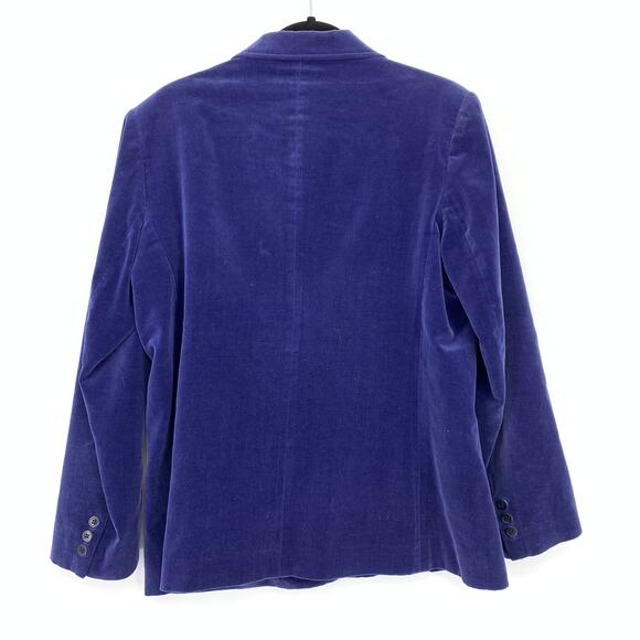Vintage Worthington Velvet Blazer Jacket Womens Sz L/XL Blue Two Button - Picture 2 of 5